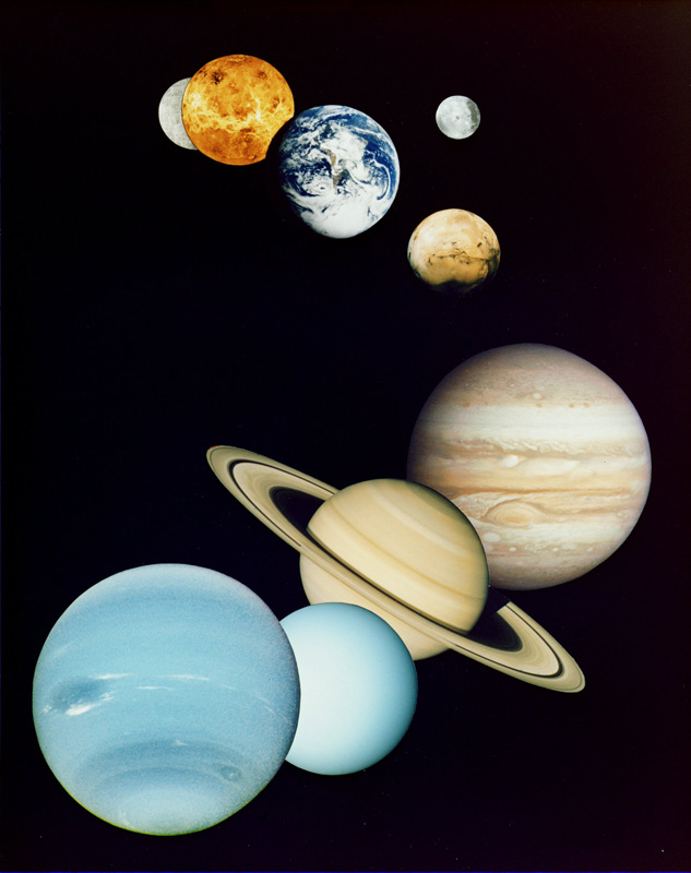 les huit planètes du système solaire.