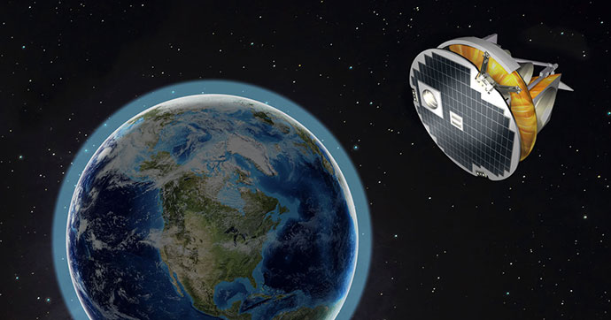 Illustration d'un CubeSat et d'une carte du Canada