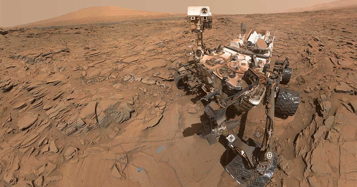 Égoportrait du rover Curiosity pris au site de forage Okoruso sur Mars