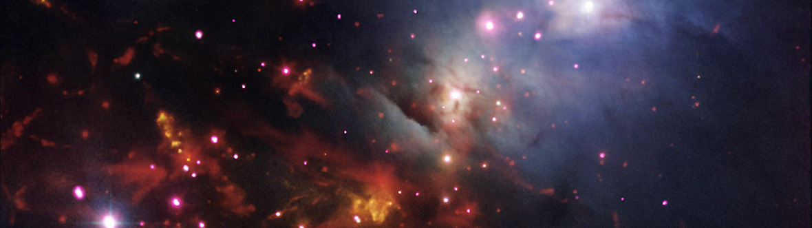 Image combining X-ray light, infrared data and visible light from the NGC 1333 star cluster