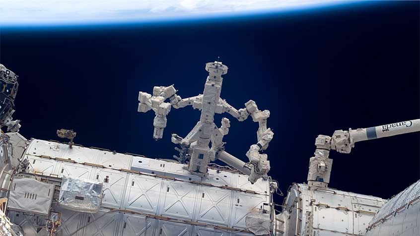 Dextre located on the exterior of the American Destiny laboratory of the International Space Station