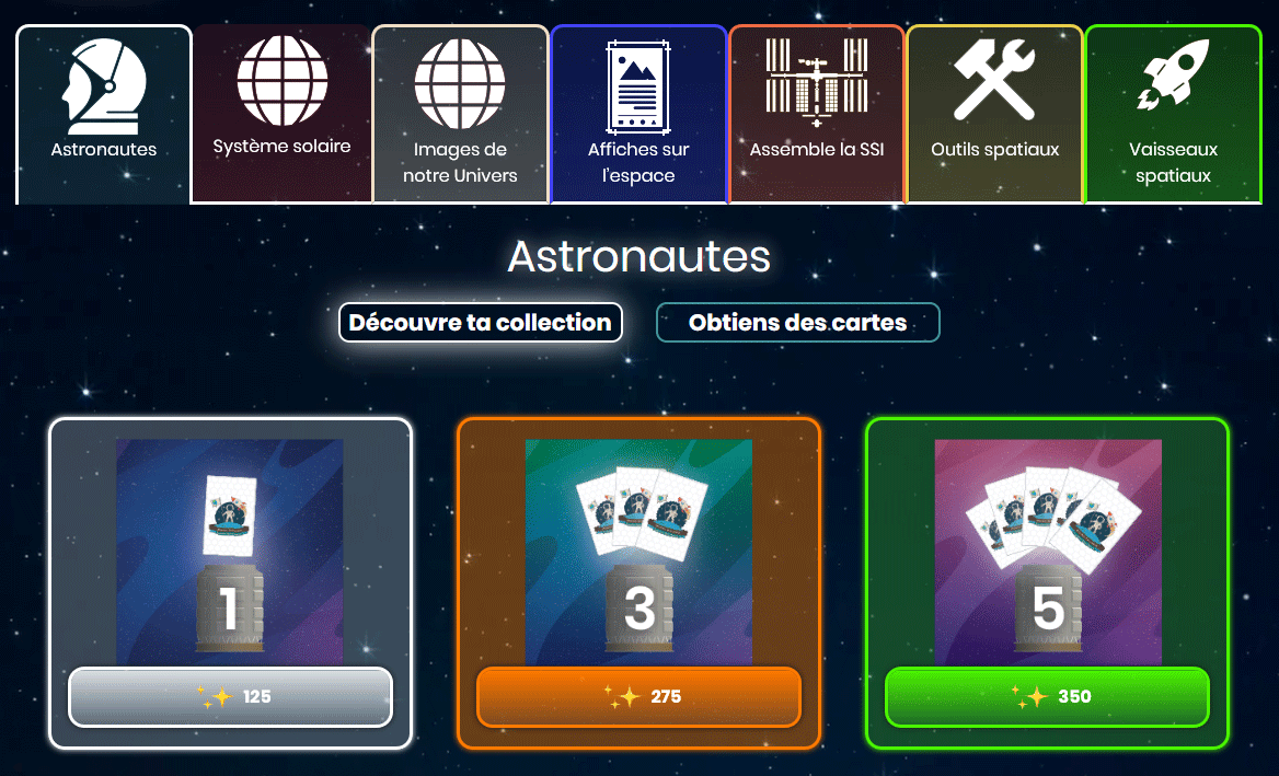 Lancement du jeu Mission : astronaute