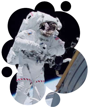 Astronaut in bubbles