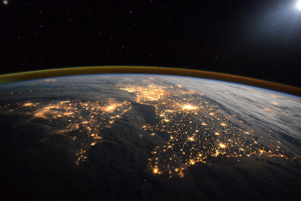 The Strait of Dover is located at the narrowest part of the English Channel and separates Great Britain from continental Europe. The lights of London, Paris and Bruxelles shine bright in this night photo taken by David Saint-Jacques from the International Space Station. (Credit: Canadian Space Agency/NASA)