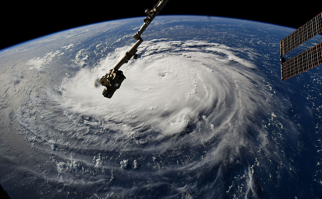 L'ouragan Florence vu depuis la Station spatiale internationale en septembre 2018. (Source : NASA.)