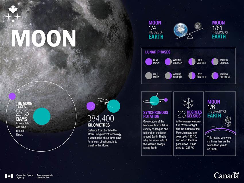 A series of facts that highlight some of the differences between the Moon and Earth