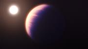 Vue d'artiste de l'exoplanète WASP-39 b et de son étoile