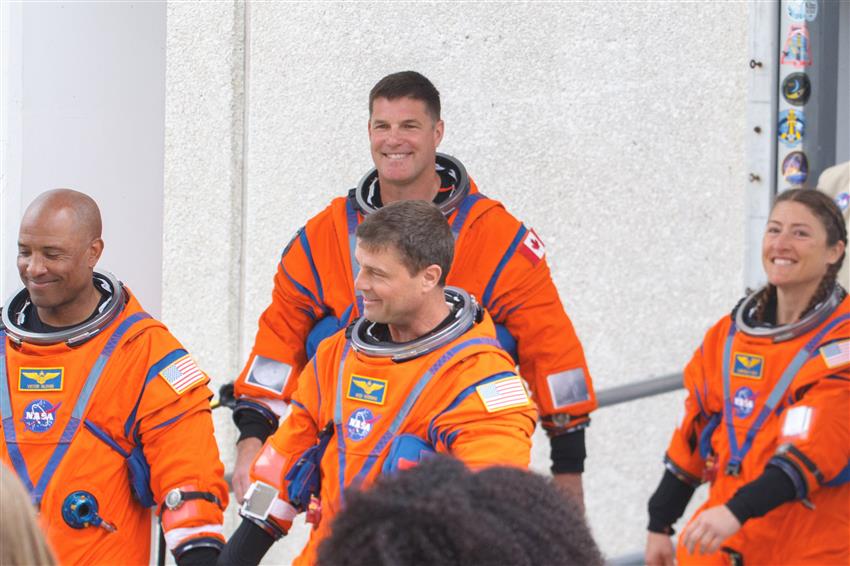 Victor, Jeremy, Reid, and Christina in their spacesuits. 