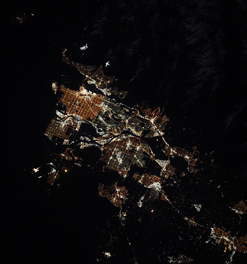 The city of Vancouver at night as seen from the ISS