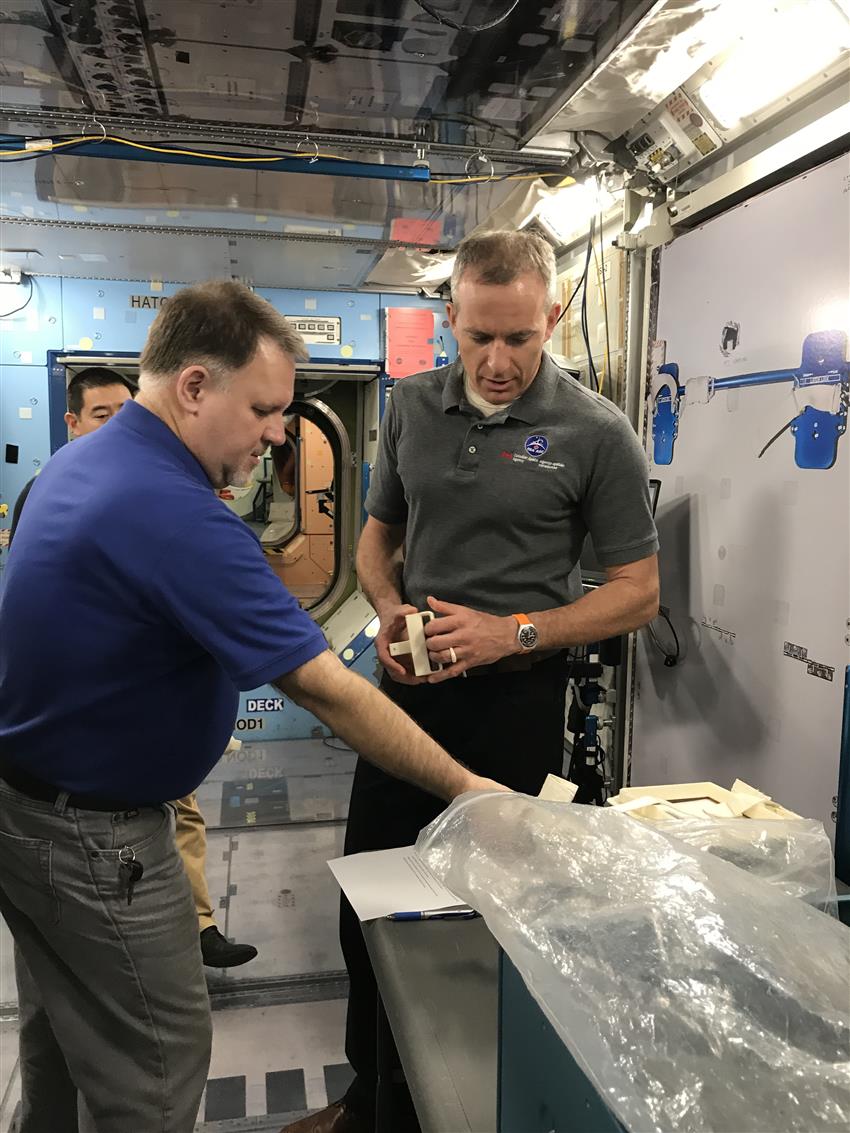 David Saint-Jacques training on the Internal Thermal Control System, which will keep him cool and comfortable when he is on board the ISS