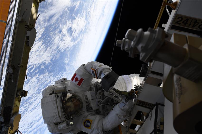 David Saint-Jacques conducts his first spacewalk