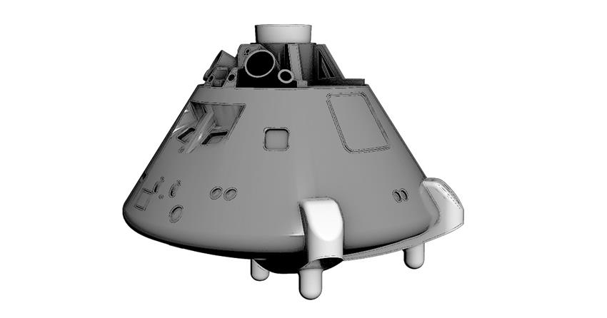 Illustration d'une maquette d'Orion imprimée en 3D. 