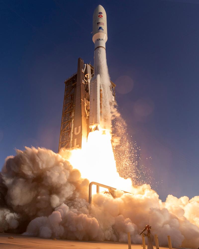 A United Launch Alliance Atlas V rocket carrying the Mars 2020 mission with the Perseverance rover lifting off