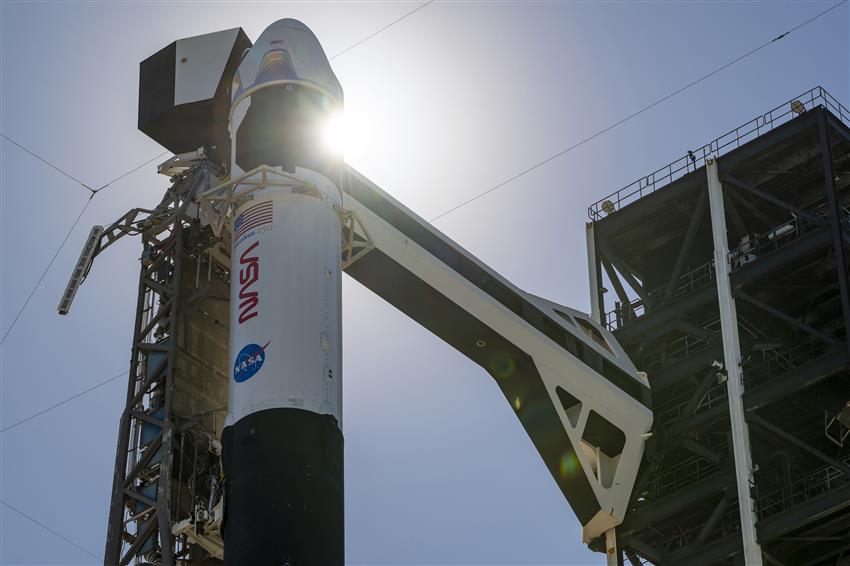 A rocket on the launch pad.