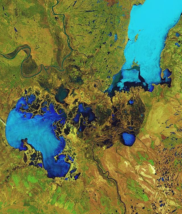 Le delta Paix-Athabasca vu de l'espace.