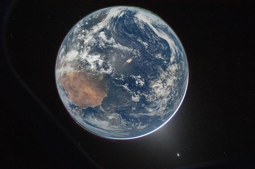 Planet Earth as seen from the Orion spacecraft.