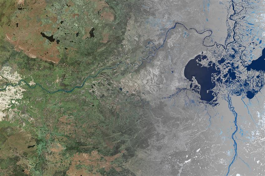 Satellite image of the Peace-Athabasca Delta