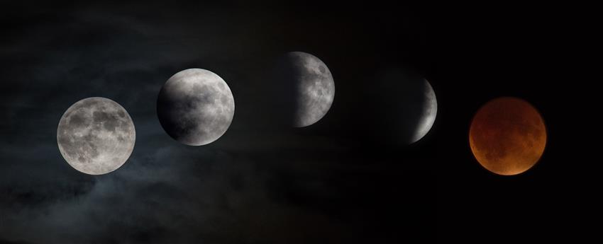 Different stages of a lunar eclipse