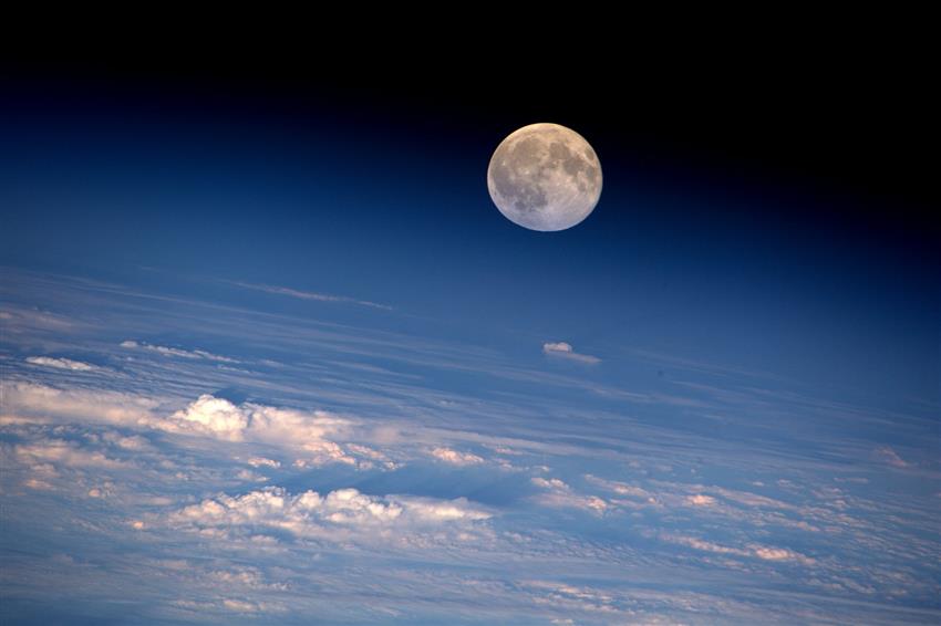 An amazing view of the full moon seen from the ISS
