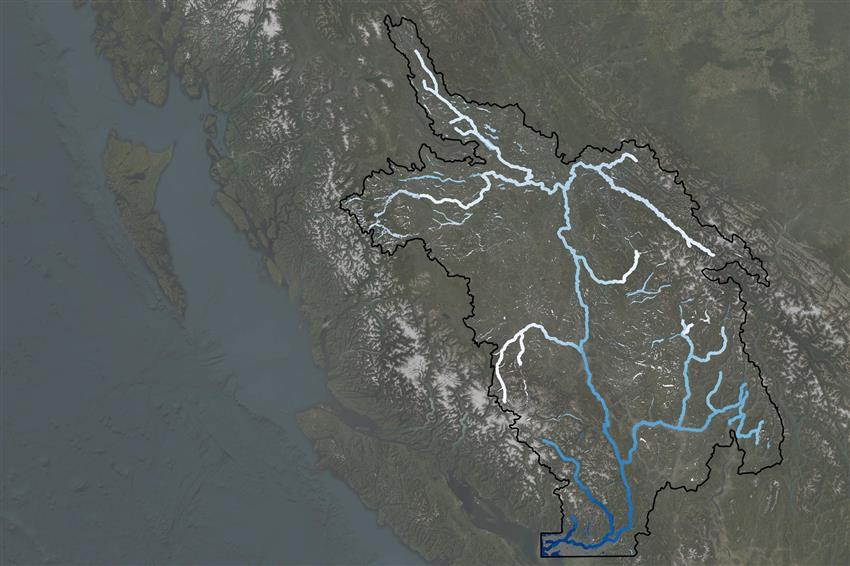Satellite image of the Fraser River Basin
