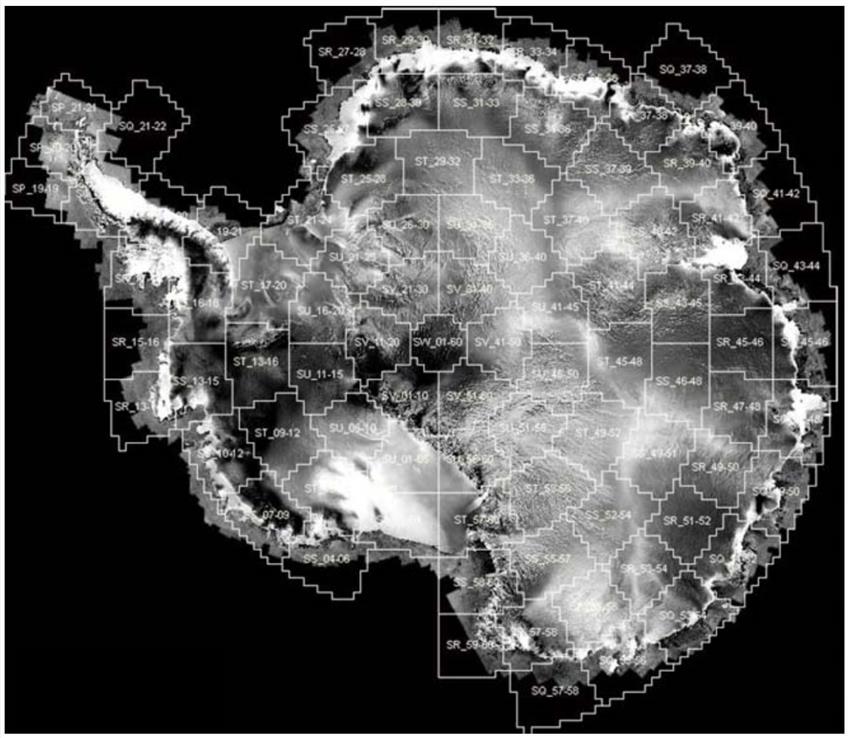 Mosaïque de l'Antarctique - RADARSAT-1