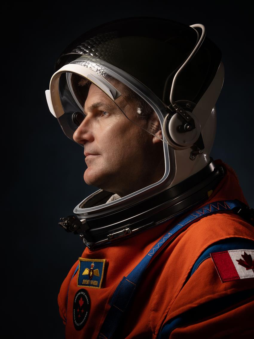 Close-up side portrait of astronaut Jeremy Hansen
