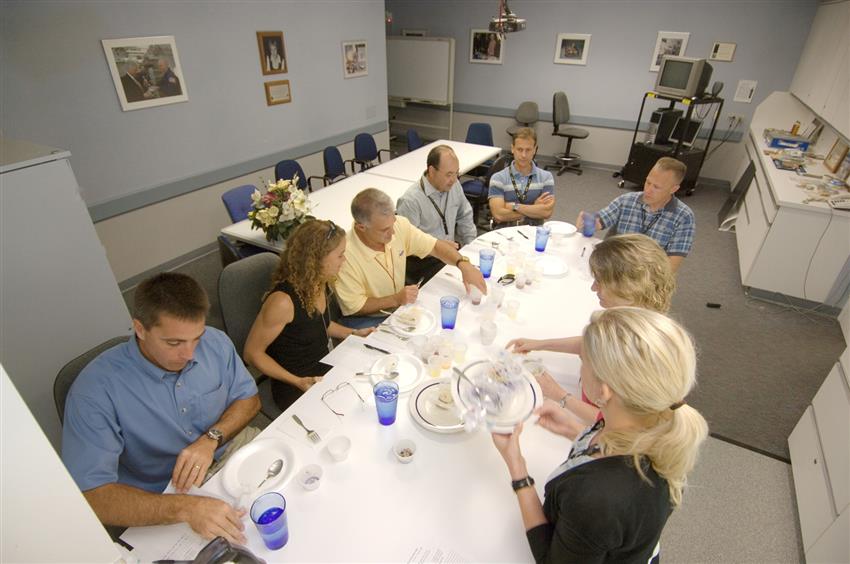 STS-127 crewmembers participate in a food tasting session