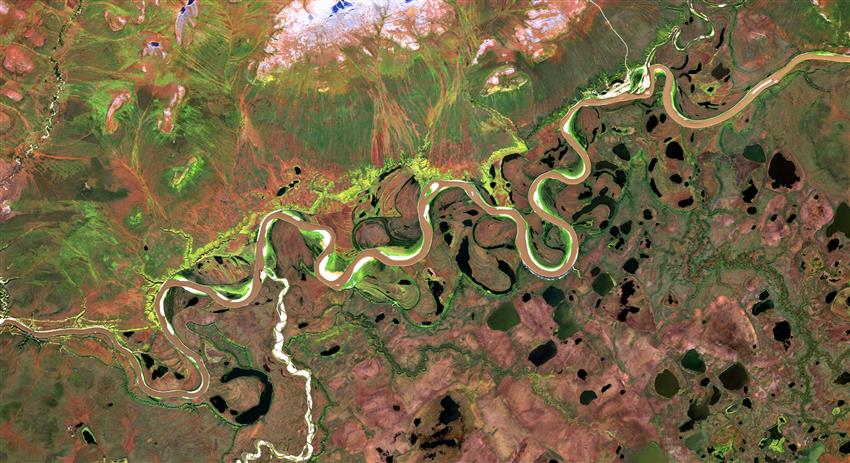 Image satellitaire de la plaine Old Crow, au Yukon.