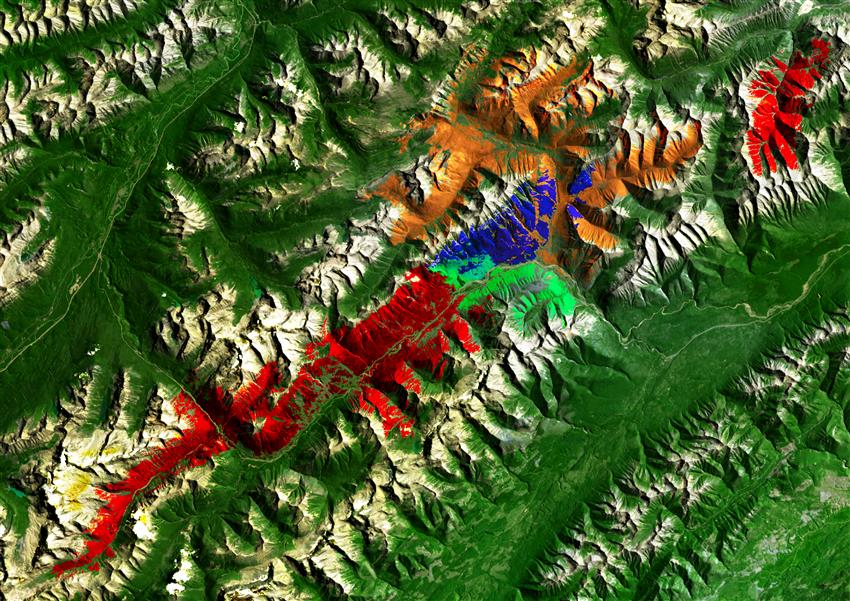 Image du parc national Kootenay captée par le satellite Landsat 8 en août 2021