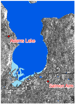 Carte des inondations dans la baie de Salmon Arm - Après