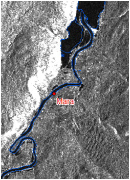 Map of flooding near Mara - Before.