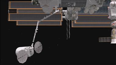 Vignette de la vidéo : 'Le Canadarm2 attrape le vaisseau de ravitaillement Cygnus'