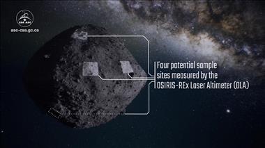 Thumbnail for video 'Potential OSIRIS-REx sample sites mapped by Canada's OLA instrument'