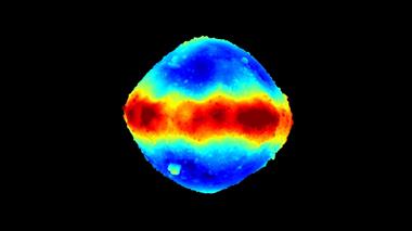 Thumbnail for video: '3D global map of asteroid Bennu, as measured by Canada's OLA instrument'
